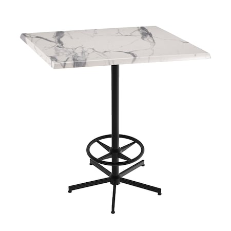 Holland Bar Stool Co 42" Tall OD216 Black Table Base 36" x 36" Square White Marble Top by the HollBar Stool Co. OD21642BWOD36SQWM